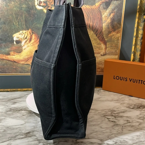 HERMES Fourre Tout MM Tote Bag Handbag Canvas Black and Gray. MOMMA NOT THE BABY - Picture 2 of 16